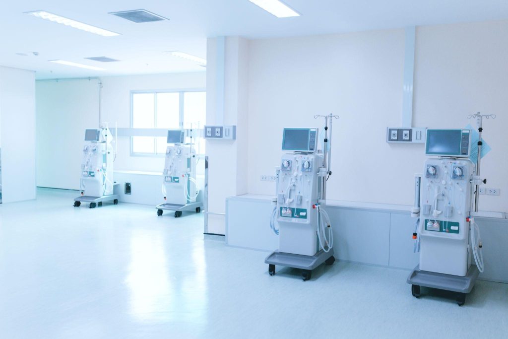 Medical machines in a hospital ward